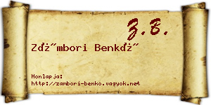 Zámbori Benkő névjegykártya